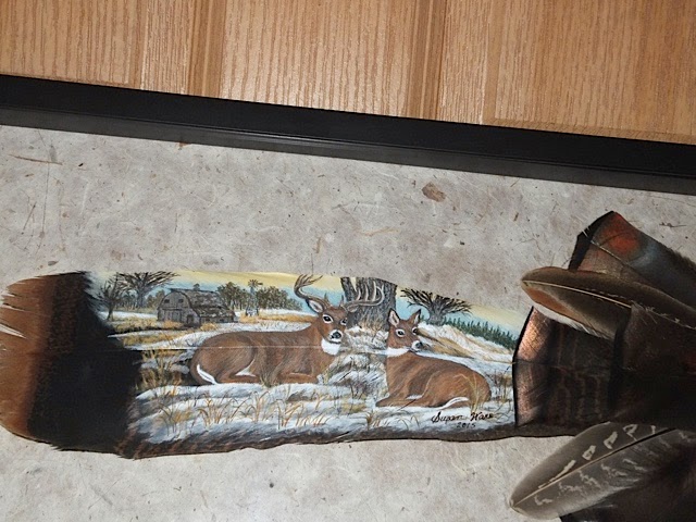 deer painted on antler