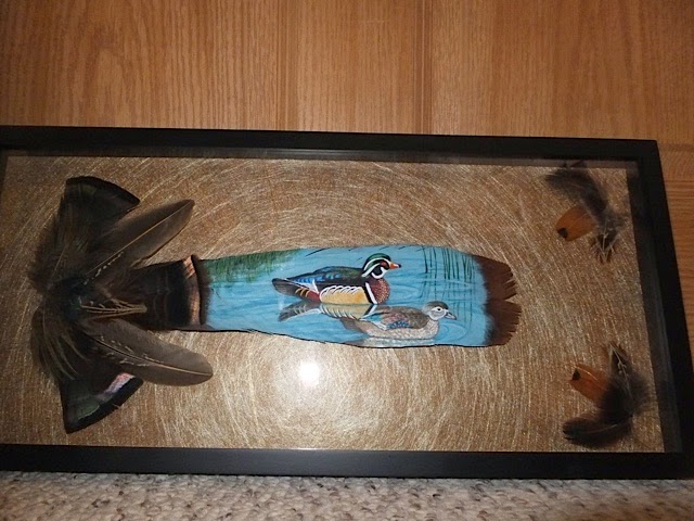 wood duck painted on antler