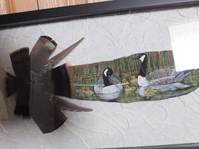 canadien goose painted on a feather